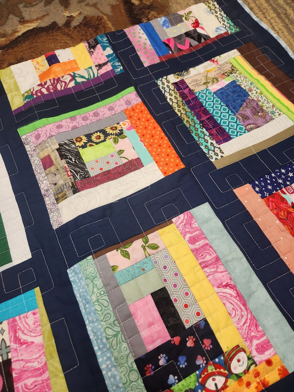 Handmade Multicolor Patchwork Quilt Runner - - Picture 12 of 12